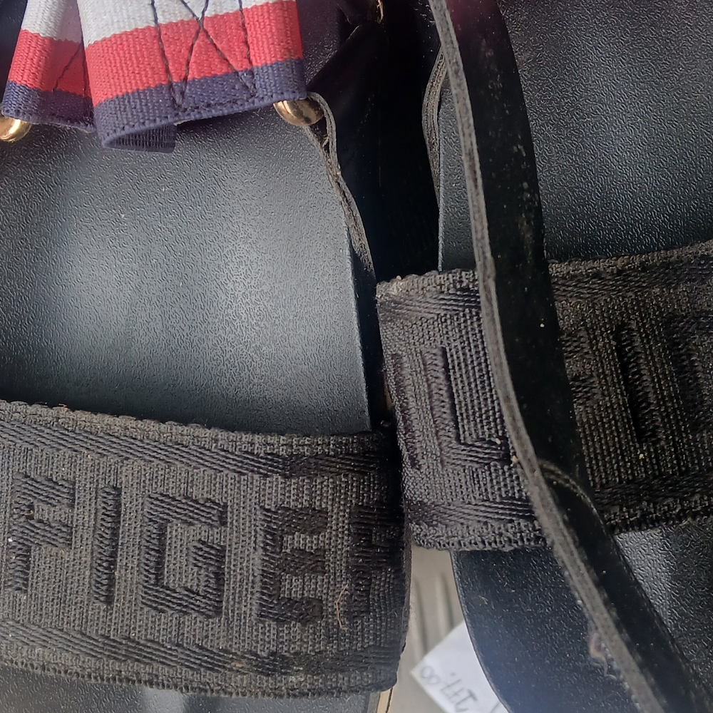 Tommy Hilfiger Black Sandals with Red and White Accents